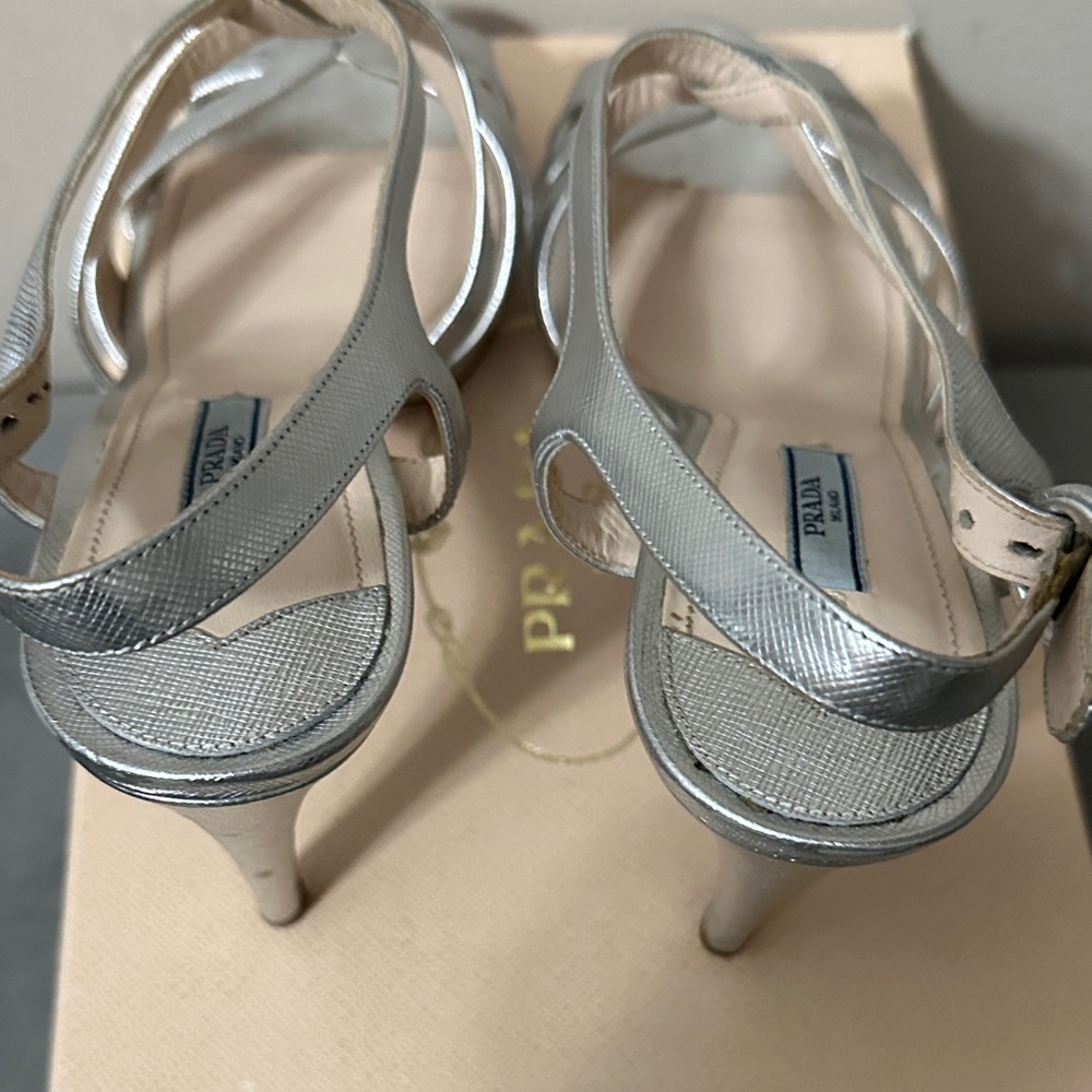 Prada Silver Strappy Heels - Picture 3 of 16